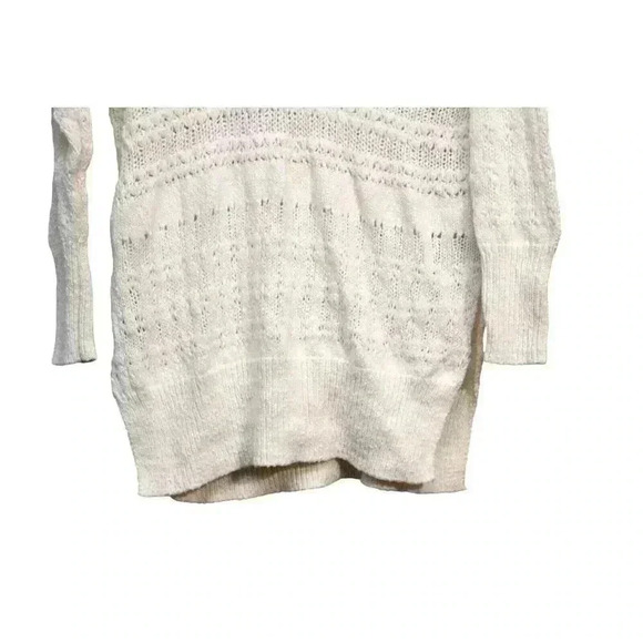 Free People Tunic Sweater Blouse Size Small Ivory Open Knit Boho Oversized Cozy - Picture 3 of 12